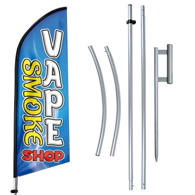 FSFLAG Vape Smoke Store Feather Flag with Pole Kit and Ground Spike, 3.5 m Windless Flag Banner for Indoor and Outdoor Advertising
