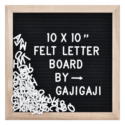 Felt Letter Board with 294 Letters, Numbers and Symbols, 25.4 x 25.4 cm, Black