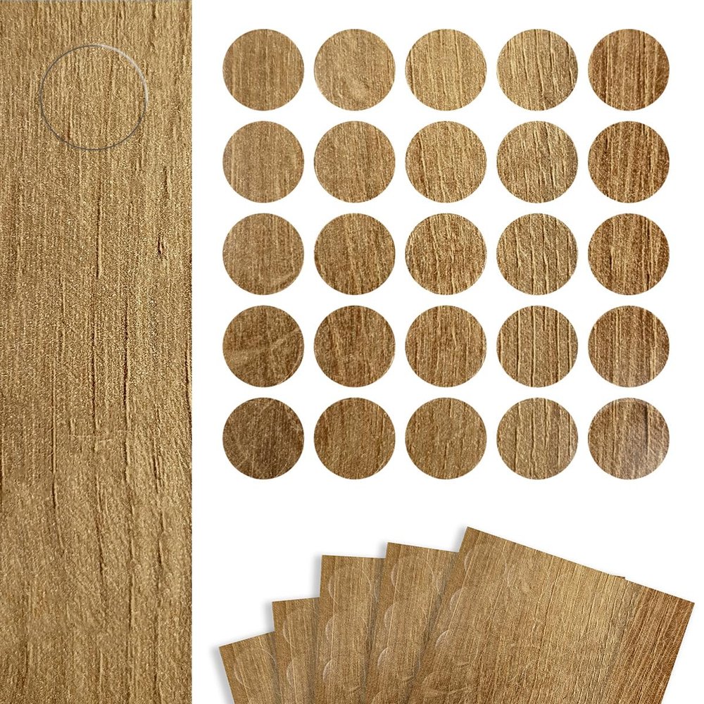 Self-Adhesive Screw Cover Caps, 14 mm, 125 Count, Oak Riva