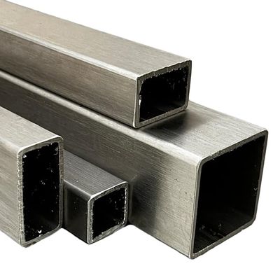 Square Tube 30 x 30 x 2.0 mm, 250 mm Long, Stainless Steel V2A 1.4301, Ground, 1 Piece