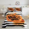 Halloween Pumpkin Comforter Set 155 x 220 cm, Gothic Skull, Bat and Spider Design view 1