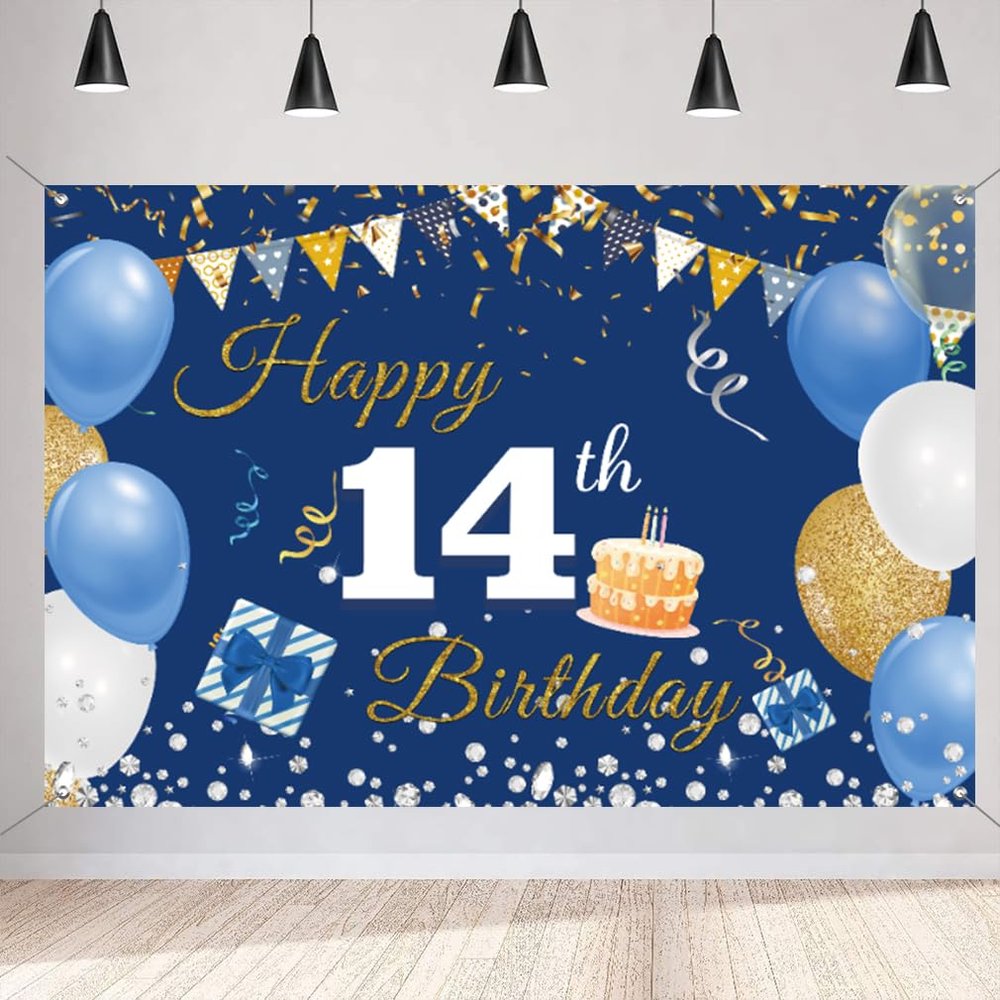 14th Birthday Banner, Blue