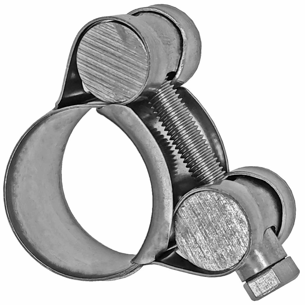 MegaHaustechnik 100-Piece Stainless Steel Hinged-Bolt Hose Clamps, 40–43 mm Clamping Range, 20 mm Band Width