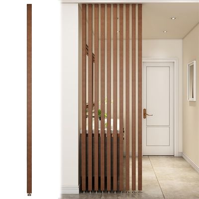 Indoor Room Divider Post, Floor-to-Ceiling Wooden Slat Partition