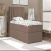 Best MINI Single Box Spring Bed with Bonell Mattress and Storage (Brown – Itaka 20, 100x200 cm) view 1