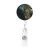 Gold Plant Leaves Retractable Badge Holder with Key Ring view 1