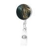 Gold Plant Leaves Retractable Badge Holder with Key Ring view 2