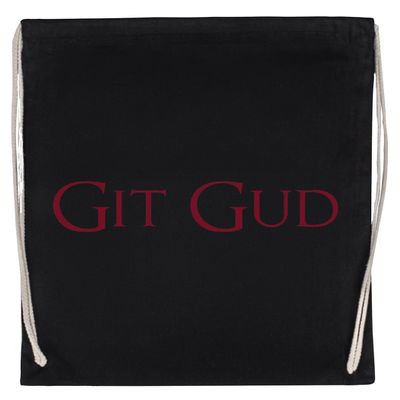 Git Gud Reusable Cotton Gym Bag, Black Backpack