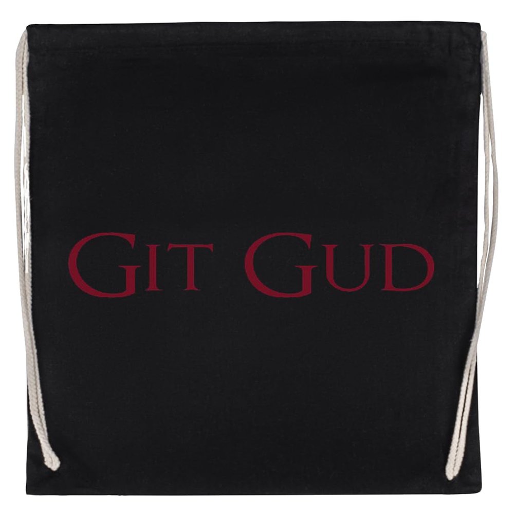 Git Gud Reusable Cotton Gym Bag, Black Backpack