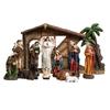 DRW Nativity Scene, 11 Pieces, Classic Set and Stable with Kings, Angel, Shepherd and Animals, Resin, Hand-Painted, 24 cm High, Alto view 1