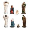 DRW Nativity Scene, 11 Pieces, Classic Set and Stable with Kings, Angel, Shepherd and Animals, Resin, Hand-Painted, 24 cm High, Alto view 2