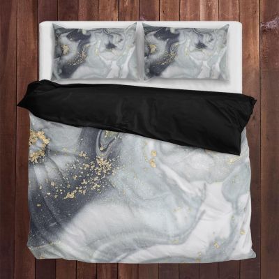 Xoenoiee Gray Marble Print 3-Piece Bedding Set, King Size (264.2 x 223.5 cm)