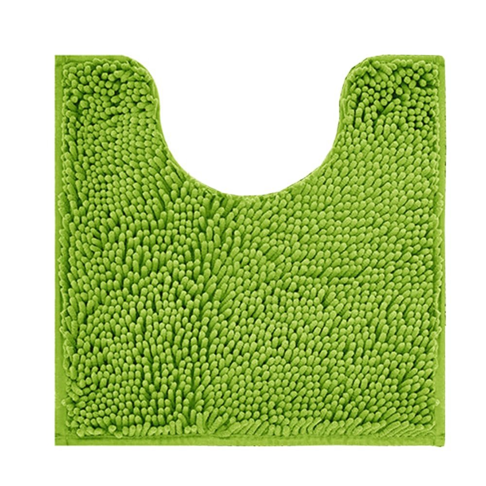 Reyox Chenille U-Shaped Toilet Mat with Cutout, Non-Slip, Washable, Lemon Green