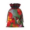 Hummingbird Red Hibiscus Christmas Drawstring Gift Bags view 2