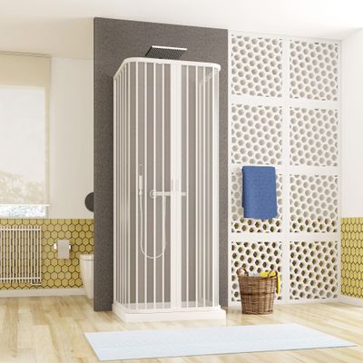 Three-Sided Folding PVC Shower Enclosure, Center Entry – 80x80x80