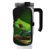 OUSIKA Red-Eyed Tree Frog Print Water Bottle Pouch, Tumbler Pouch with Zipper and Belt Bag, Black, M view 1