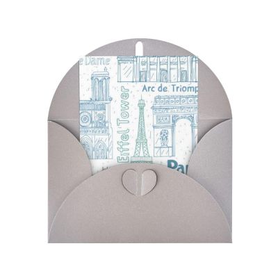 Paris Landmark Pattern Greeting Cards, Colorful Blank Birthday Cards with Envelopes