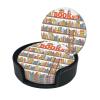 Funny Bookshelf and Ladder Leather Coasters, Set of 6 view 2