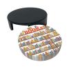 Funny Bookshelf and Ladder Leather Coasters, Set of 6 view 3