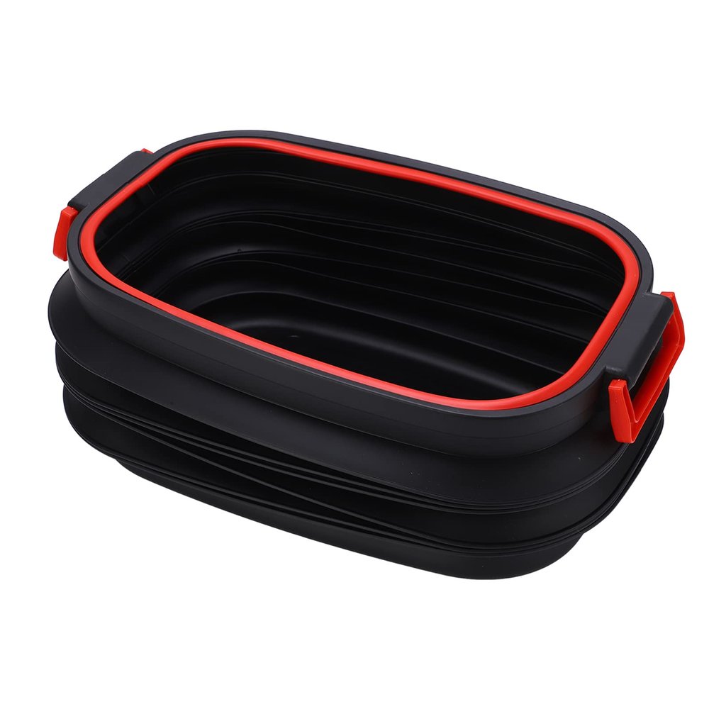 37L Telescoping Storage Bucket, Multifunctional, Lightweight, Foldable Design, High-Strength Plastic, Universal Use, Black with Cover, for Outdoor Fishing, Camping, and Travel