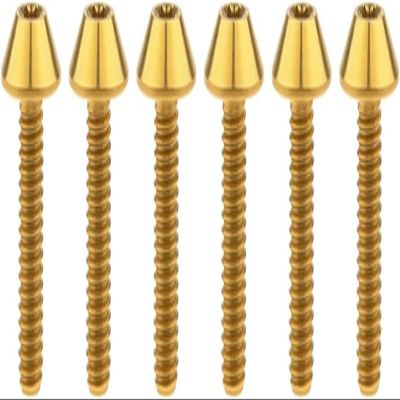 6-Piece M6 Titanium Alloy Bicycle Stem Bolts, Gold, M6 x 15 mm, for Road and Mountain Bikes