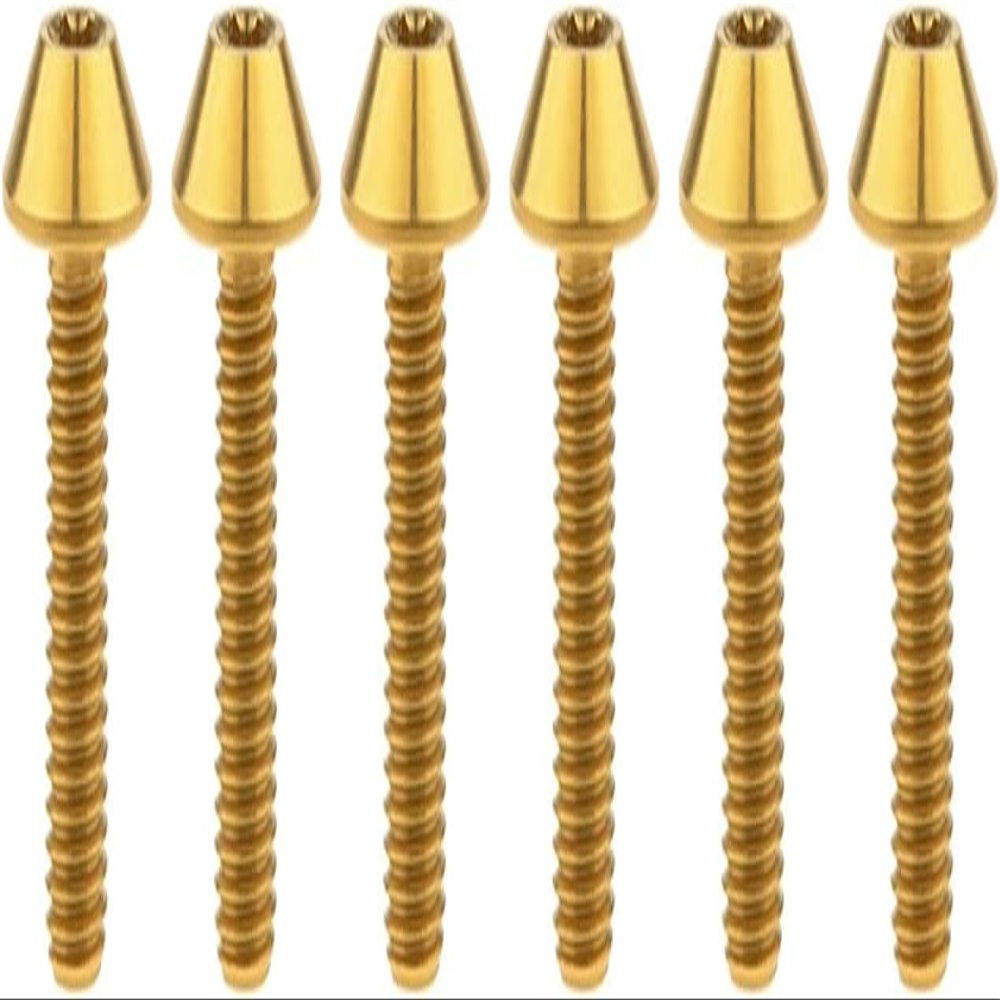 6-Piece M6 Titanium Alloy Bicycle Stem Bolts, Gold, M6 x 15 mm, for Road and Mountain Bikes
