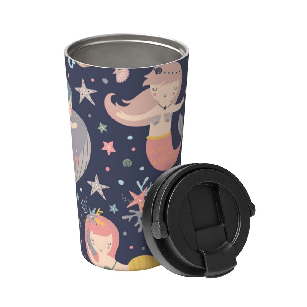 Insulated Mermaid Travel Coffee Tumbler with Lid