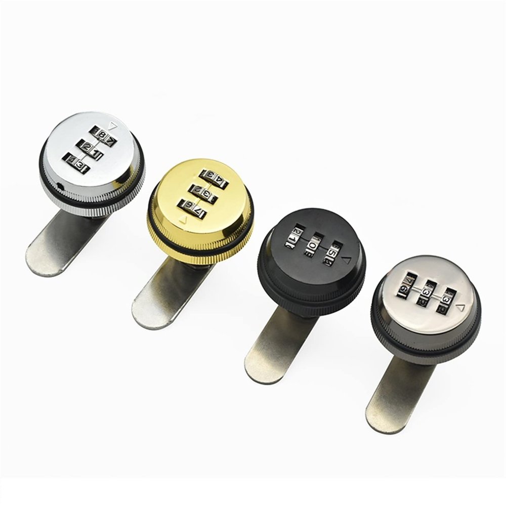 Smart Cam Code Lock for Cabinet, 3-Digit Combination Drawer and Box Lock, 1 pc (Gold, 20 mm)