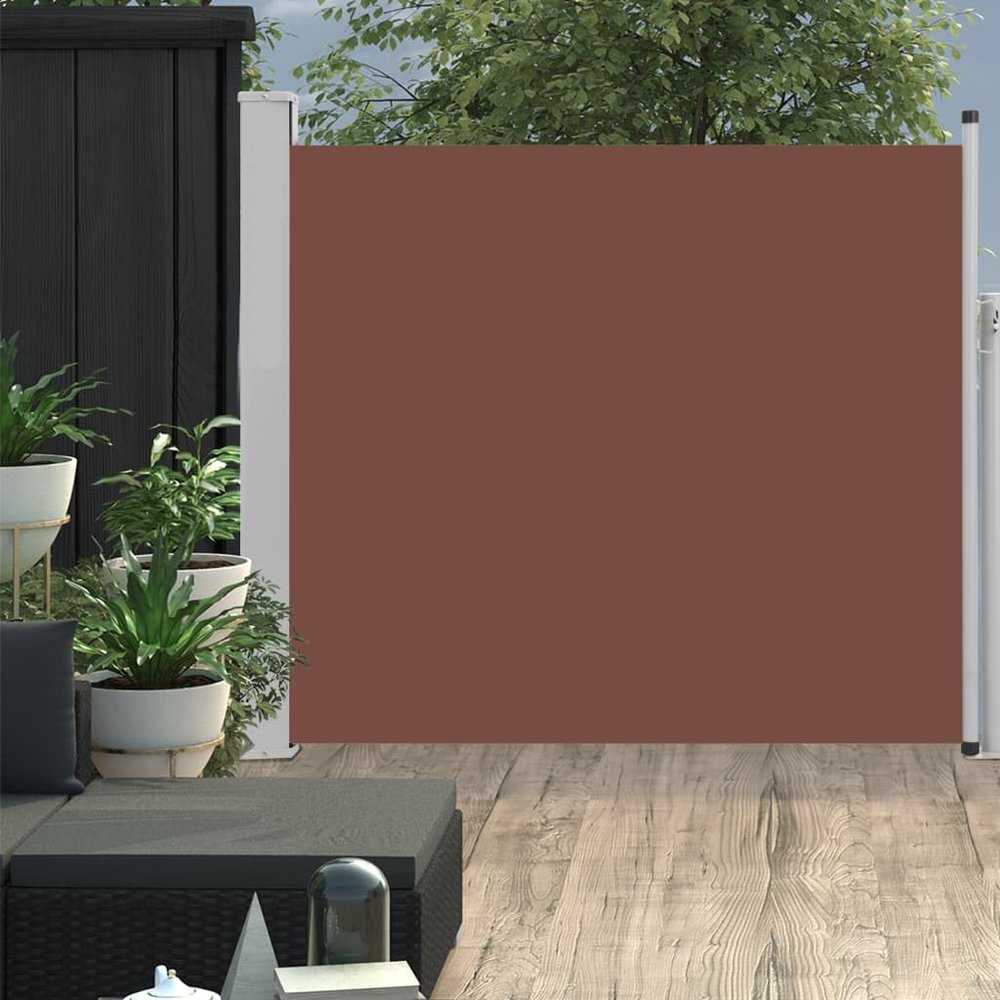 Balcony Privacy Screen Retractable Side Awning 100 x 300 cm Brown