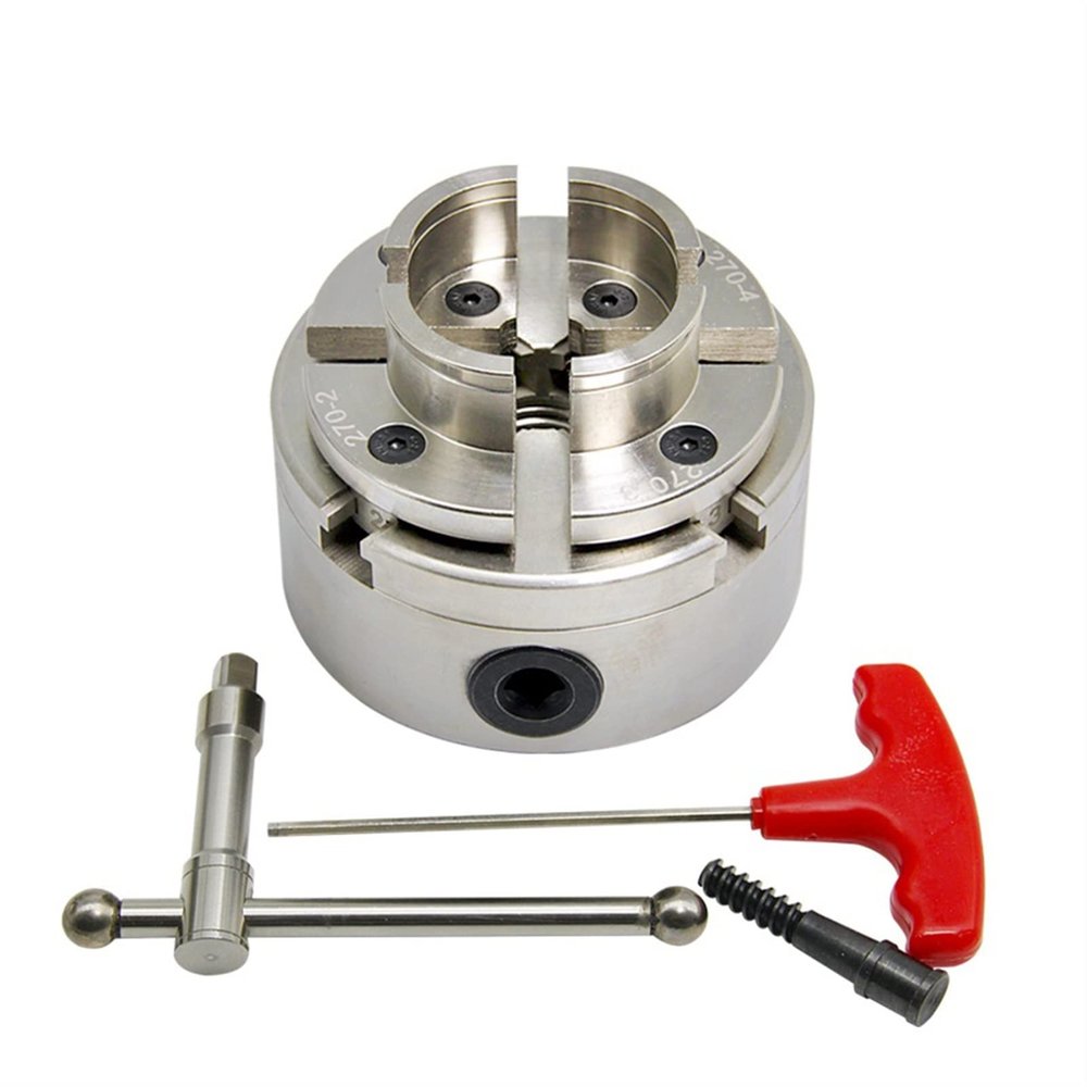 4-Inch Scroll Chuck, 100 mm Woodworking Chuck, Chrome-Plated, Self-Centering 4-Jaw Chuck, 1 in x 8 TPI