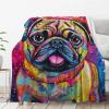 ALIFAFA Pug Throw Blanket, Colorful Pug Design view 2
