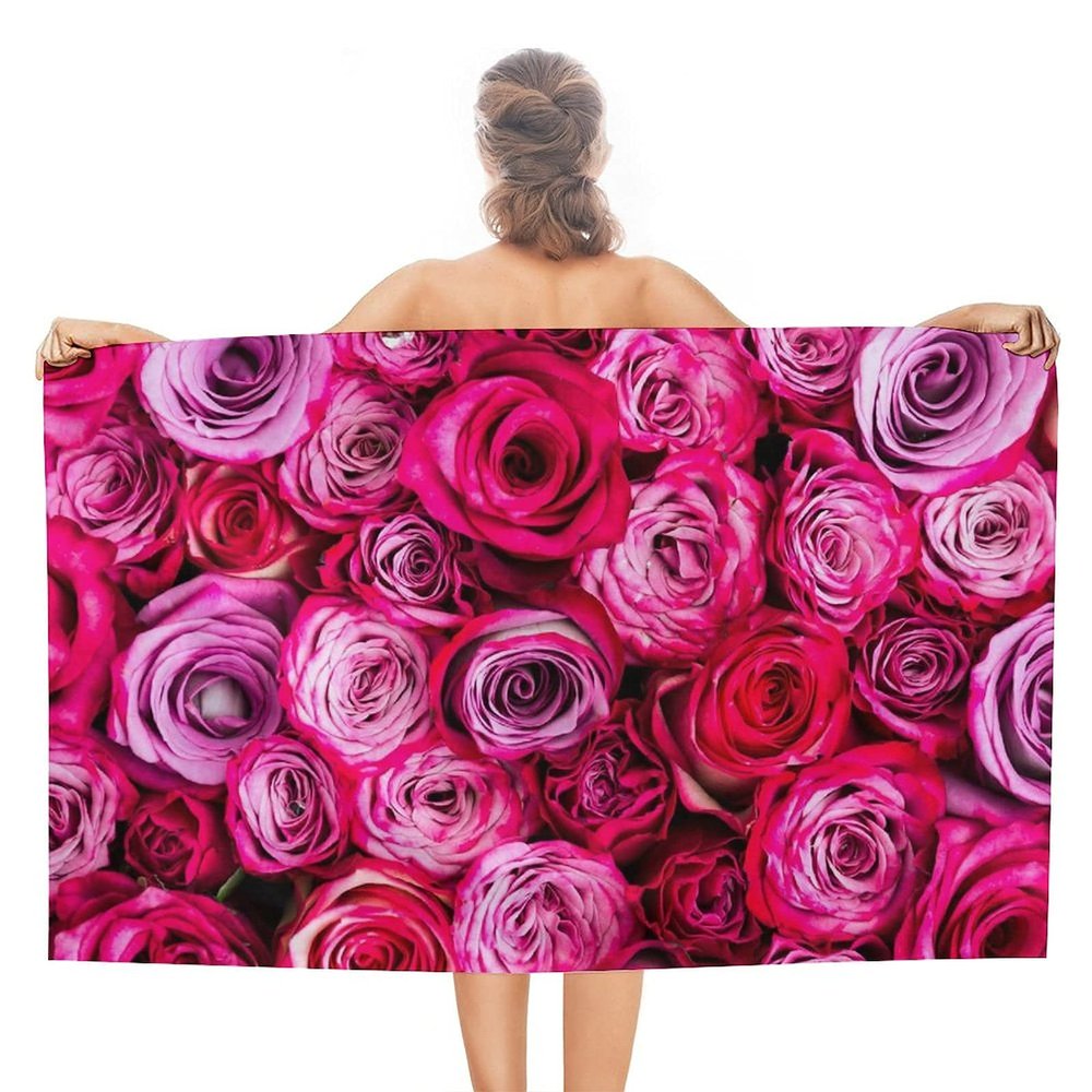 934 Beautiful Roses Microfiber Beach Towel, 80 x 130 cm