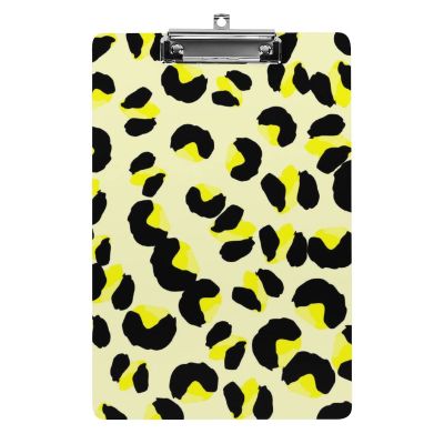 A4 Clipboard, Retro Yellow Leopard Print, Fun Aesthetic Design, 31.8 x 21.6 cm
