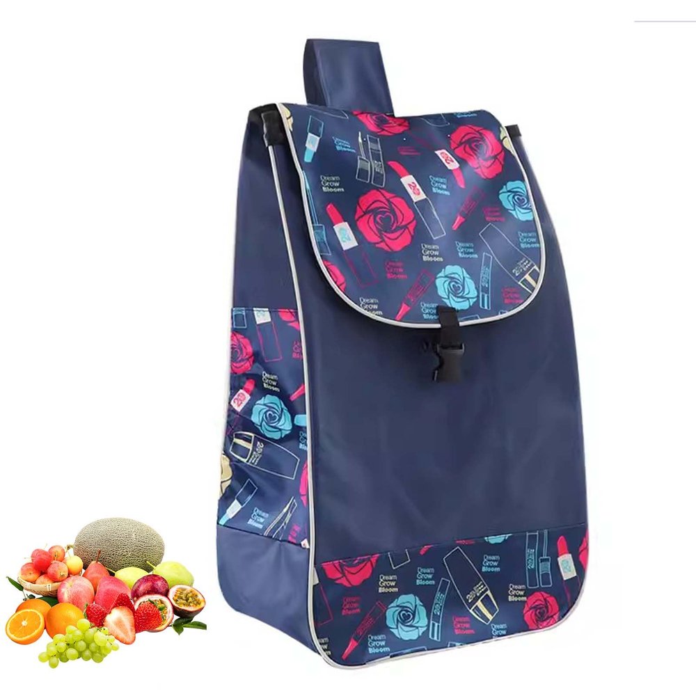 YSUEFIJO Replacement Bag for Shopping Trolley, Foldable Reusable Shopping Bag with Side Pockets