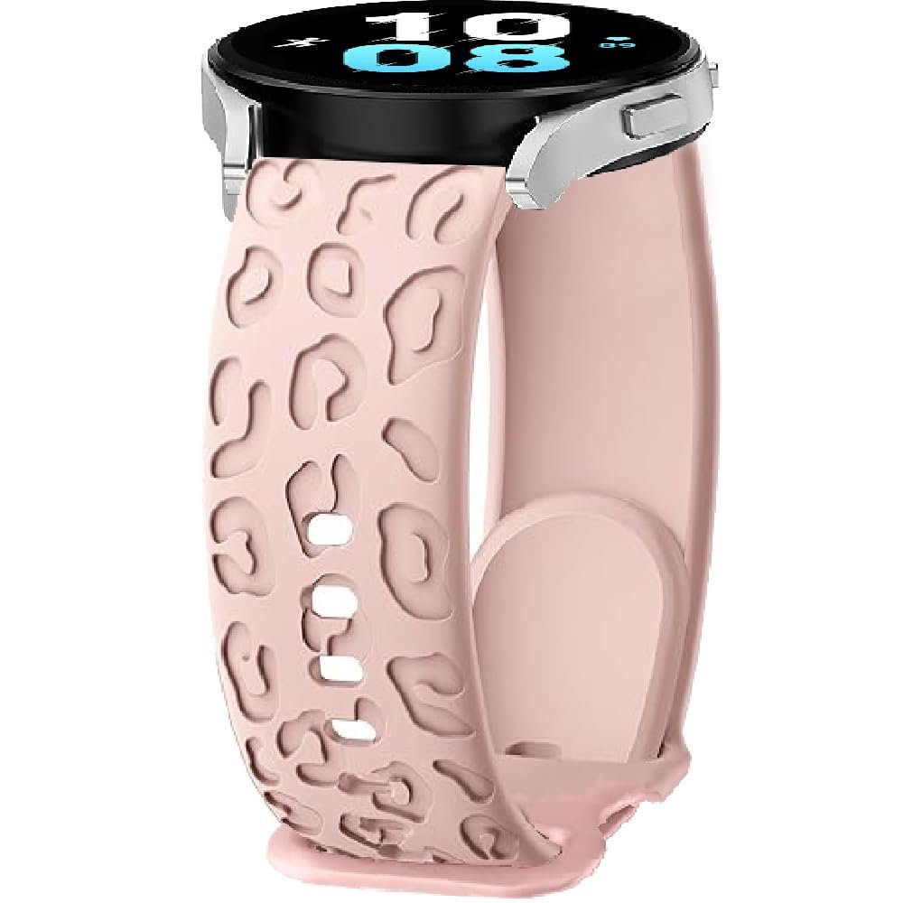 Leopard Silicone Band for Samsung Galaxy Watch 6/7/4/5 Pro/3/Active2/FE, 20 mm Sport Replacement Strap