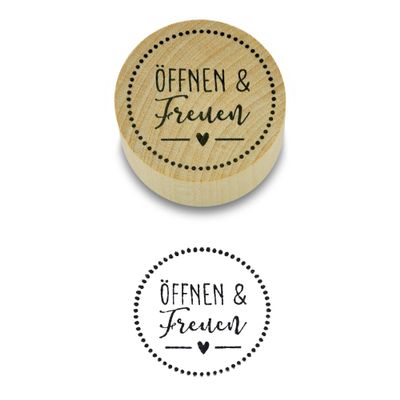 Frau WUNDERVoll Wooden Stamp – Open and Enjoy, 3.5 cm