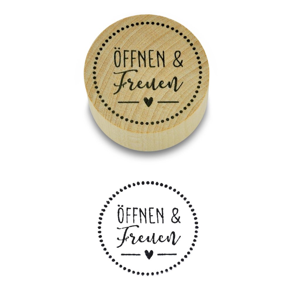 Frau WUNDERVoll Wooden Stamp – Open and Enjoy, 3.5 cm