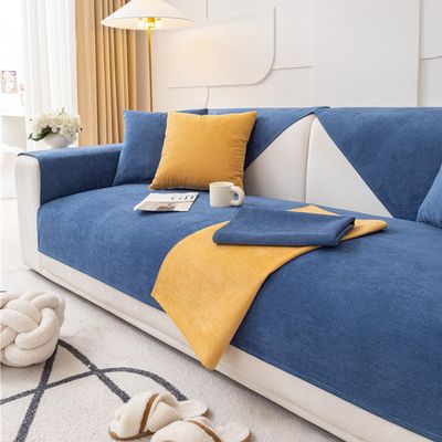 LINGKY Waterproof Sofa Cover for L-Shaped Sectional, Navy, 90 x 180 cm