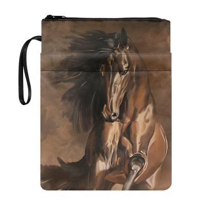 NETILGEN Book Cover for Girls, Brown Horse Design, Zippered, Washable
