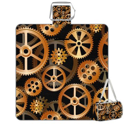 TropicalLife Mechanical Square Picnic Blanket, Waterproof, Foldable