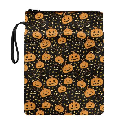 NETILGEN Book Sleeve with Pumpkin Print, Zipper, and Pocket