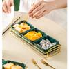 HEXEH Three-Compartment Ceramic Snack and Fruit Plate with Rack, Color E view 3
