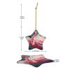 Pink Flamingo Ceramic Christmas Tree Hanging Ornament with Gold Ribbon view 2