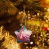 Pink Flamingo Ceramic Christmas Tree Hanging Ornament with Gold Ribbon view 4