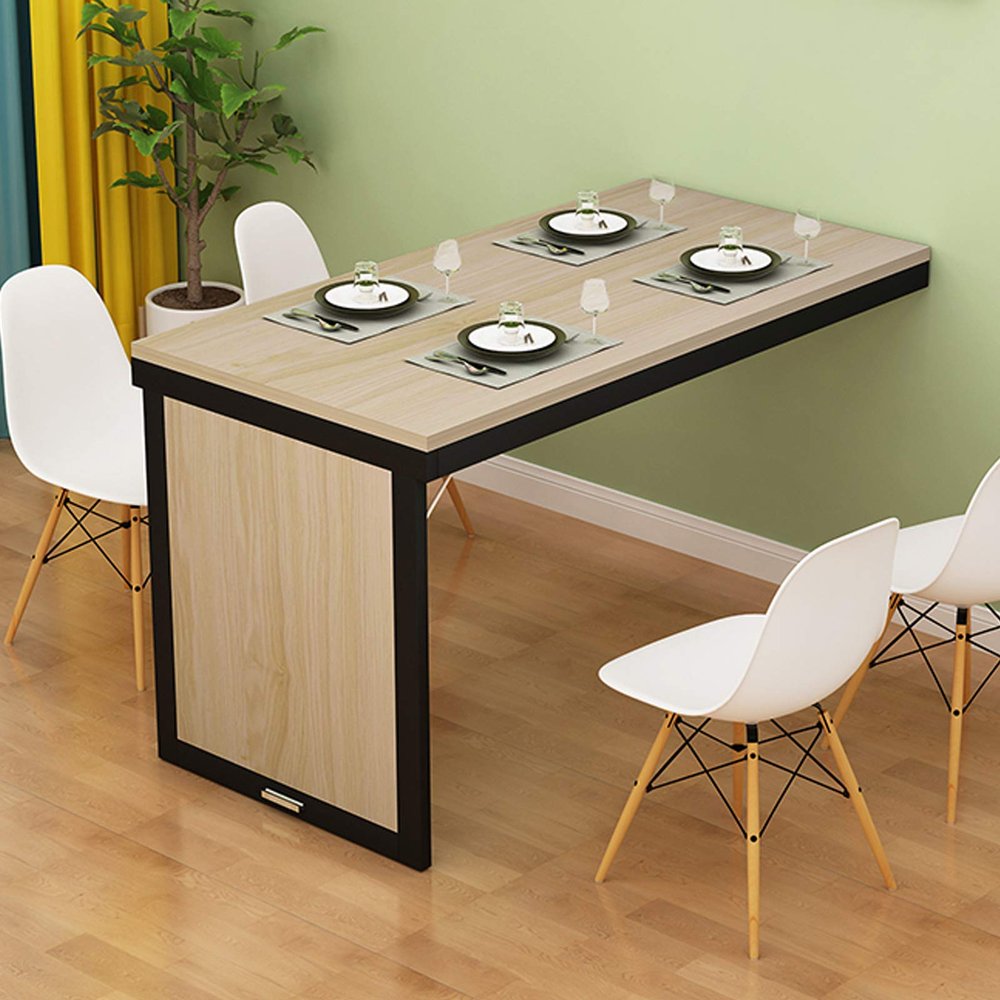 Wall-Mounted Folding Drop-Leaf Table for Small Spaces
