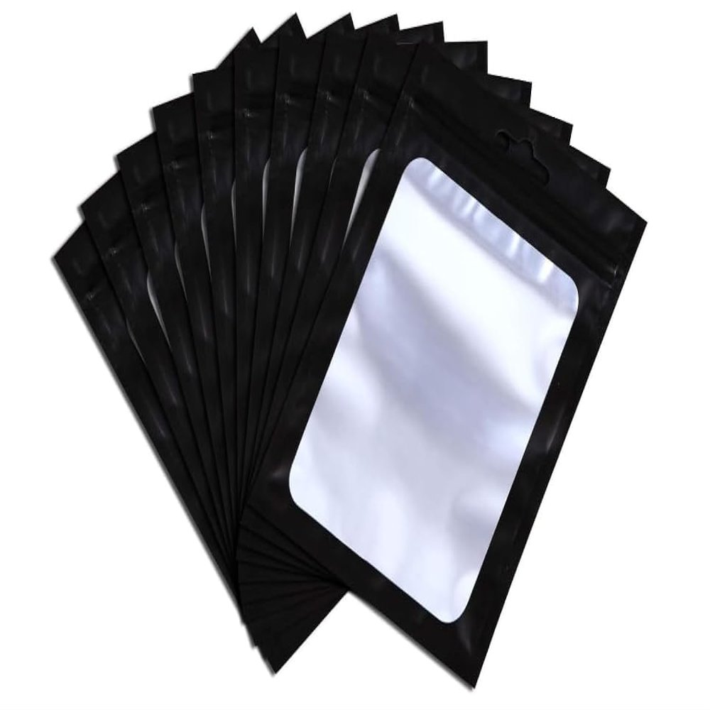 XFXIA 100 Mylar Bags, Resealable Odor-Proof Pouches with Clear Window, 16 x 24 cm