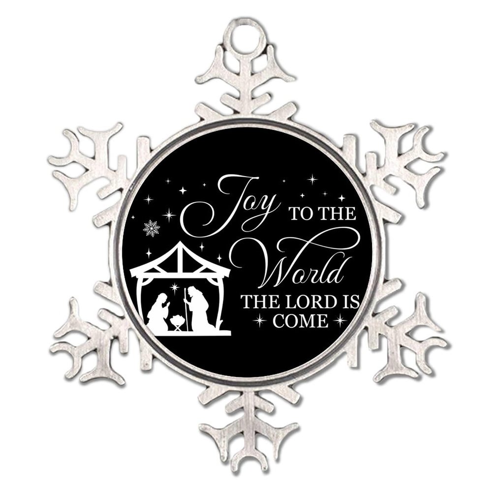 Joy to the World Baby Jesus Snowflake Christmas Ornament