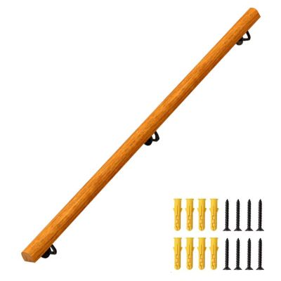 Wooden Stair Handrail Complete Set with Metal Brackets, Size 300 cm