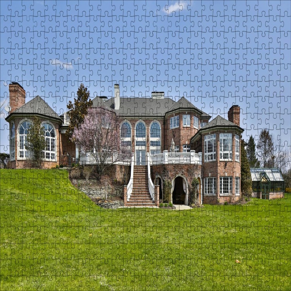 GUOHLOZ Adult Jigsaw Puzzle, 1,000 Pieces, Wooden Puzzle Design, Villa and Staircase, 75 x 50 cm