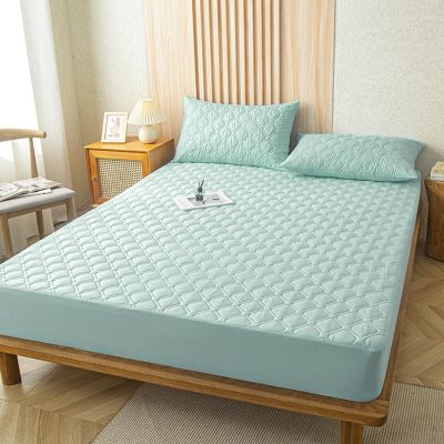 YUDEYU Quilted Waterproof Fitted Sheet Mattress Protector, Breathable, Blue Lake, 180 x 220 cm + 27 cm